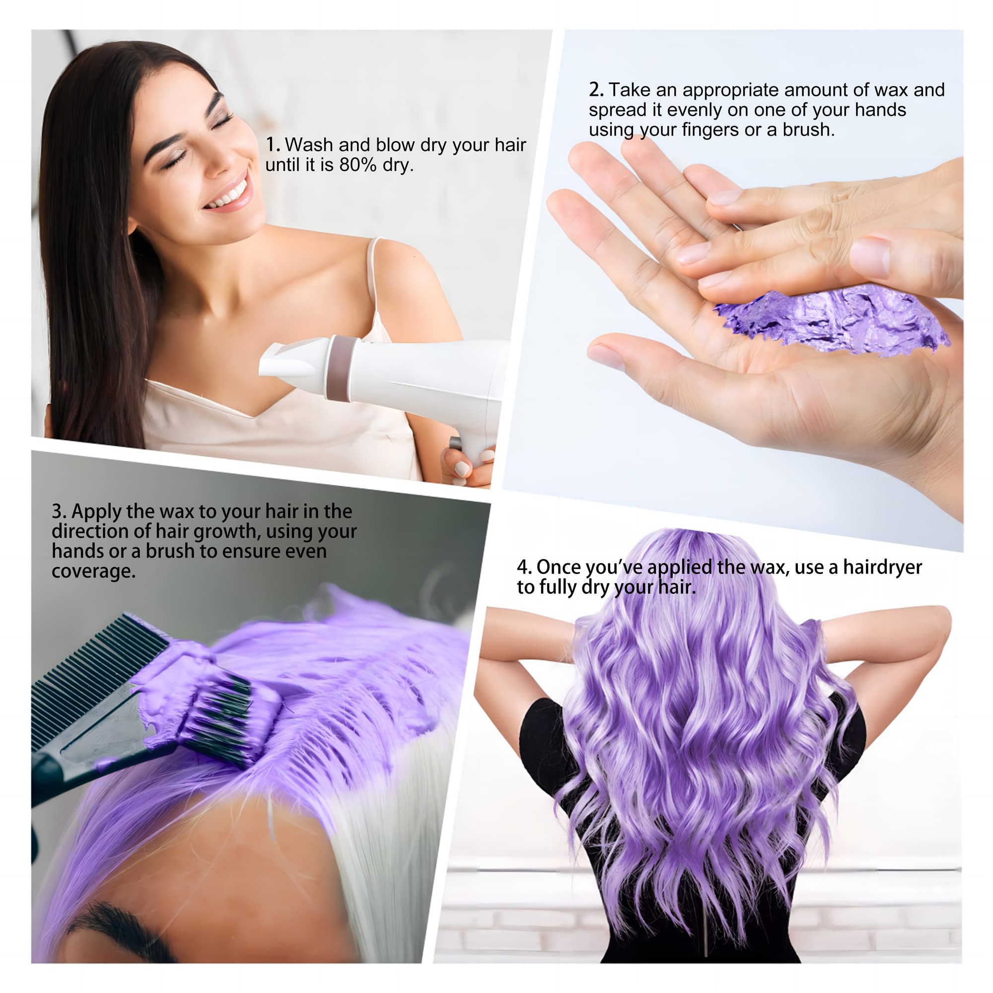 Mifeloy Purple Hair Color Wax styled look demonstrates bold color and texture.
