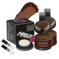 Mifeloy root touch-up powder packaging shown in a travel kit for on-the-go use