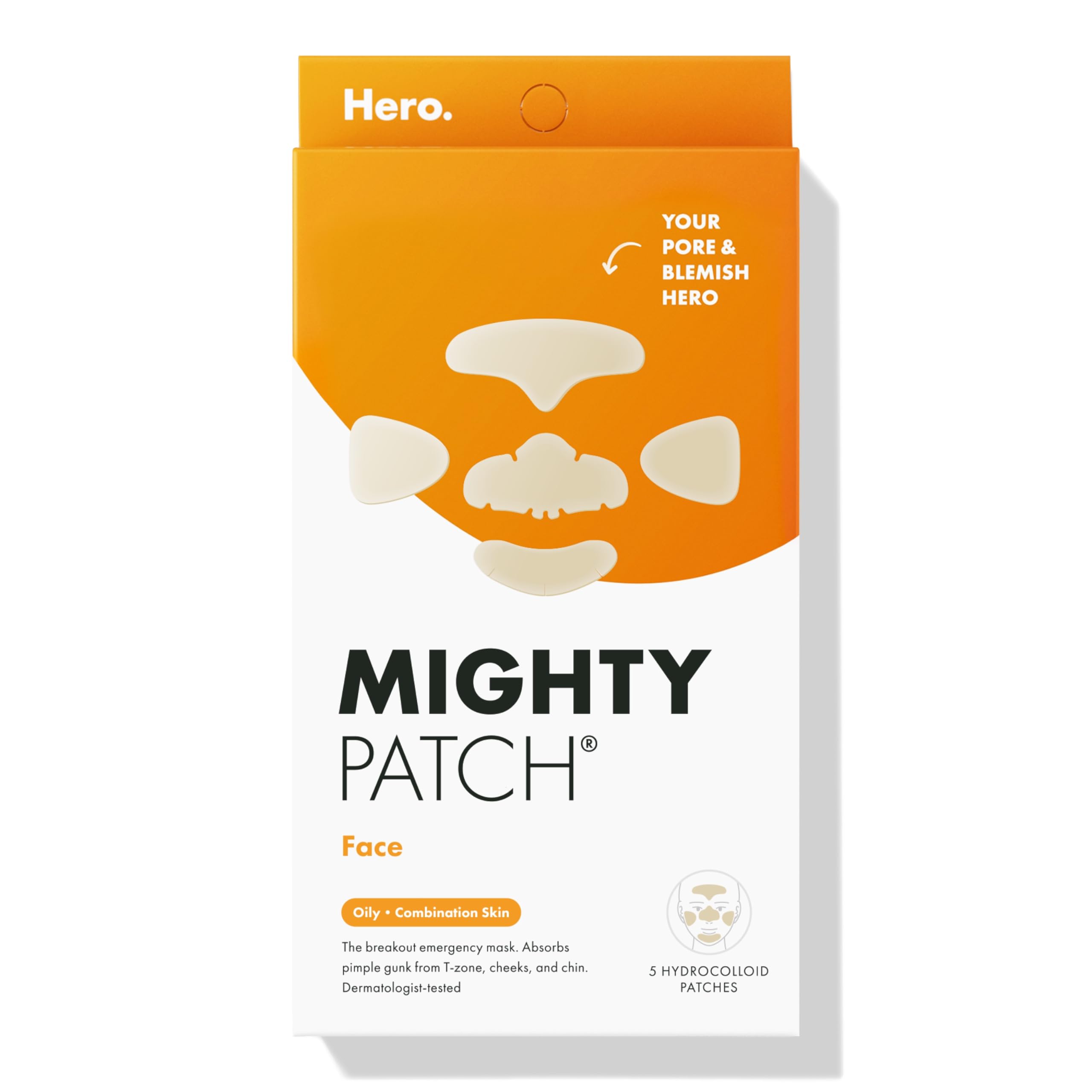 Mighty Patch Face: parche hidrocoloide XL para la frente, cobertura para brotes grandes durante la noche.