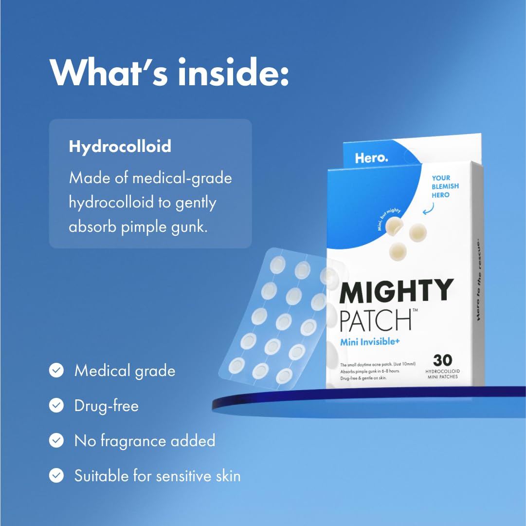 Mighty Patch Mini Invisible+ 10 mm diseño ultrafino para mayor comodidad.