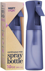 MIGHTY STRONG 10 oz continuous spray bottle for hair, even mist for styling.