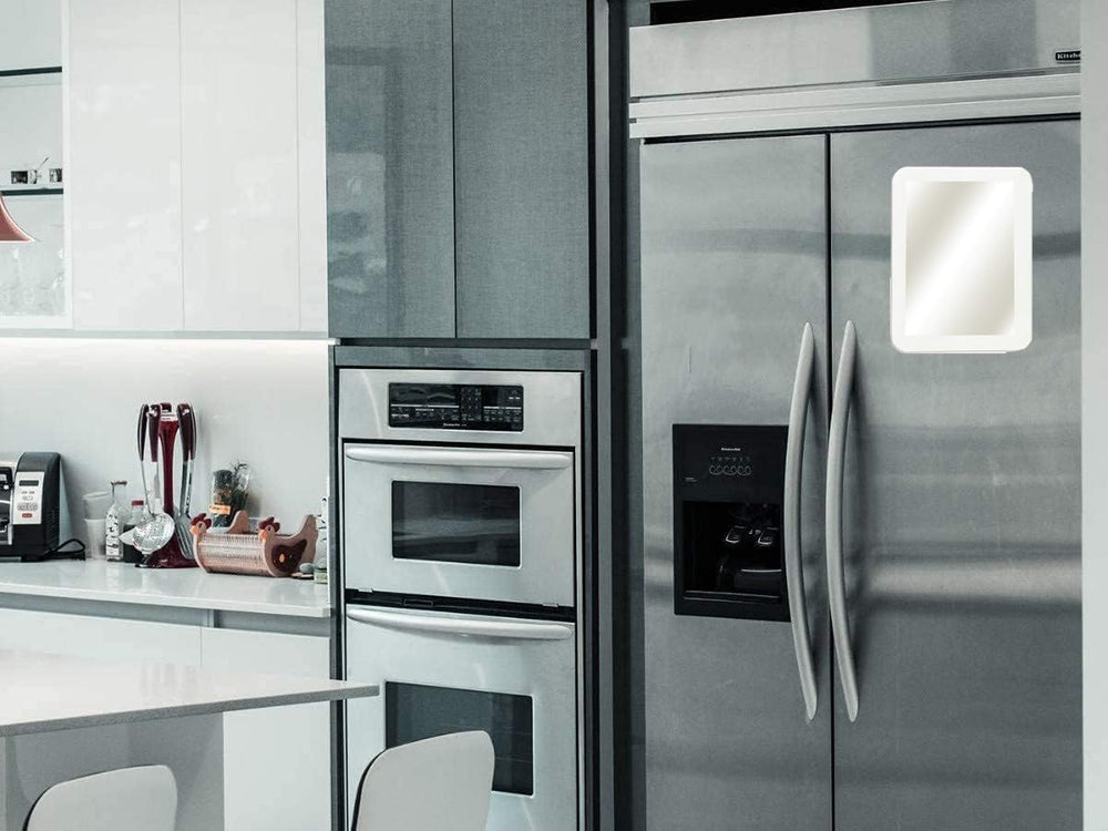 MIHAGUTY magnetic locker mirror 5x7 on kitchen fridge for quick glance.