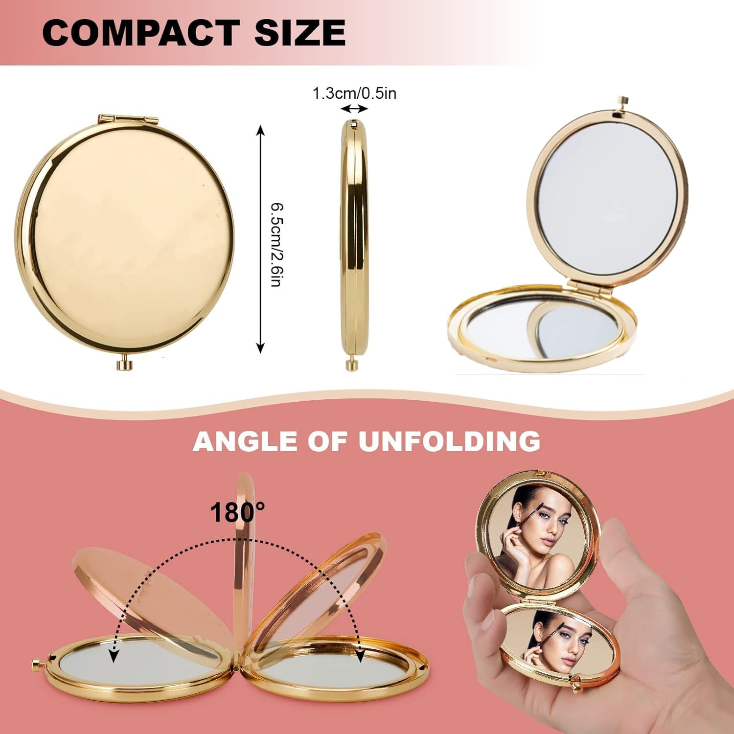 MIHAGUTY purse mirror with 2x and 1x magnification for precise grooming