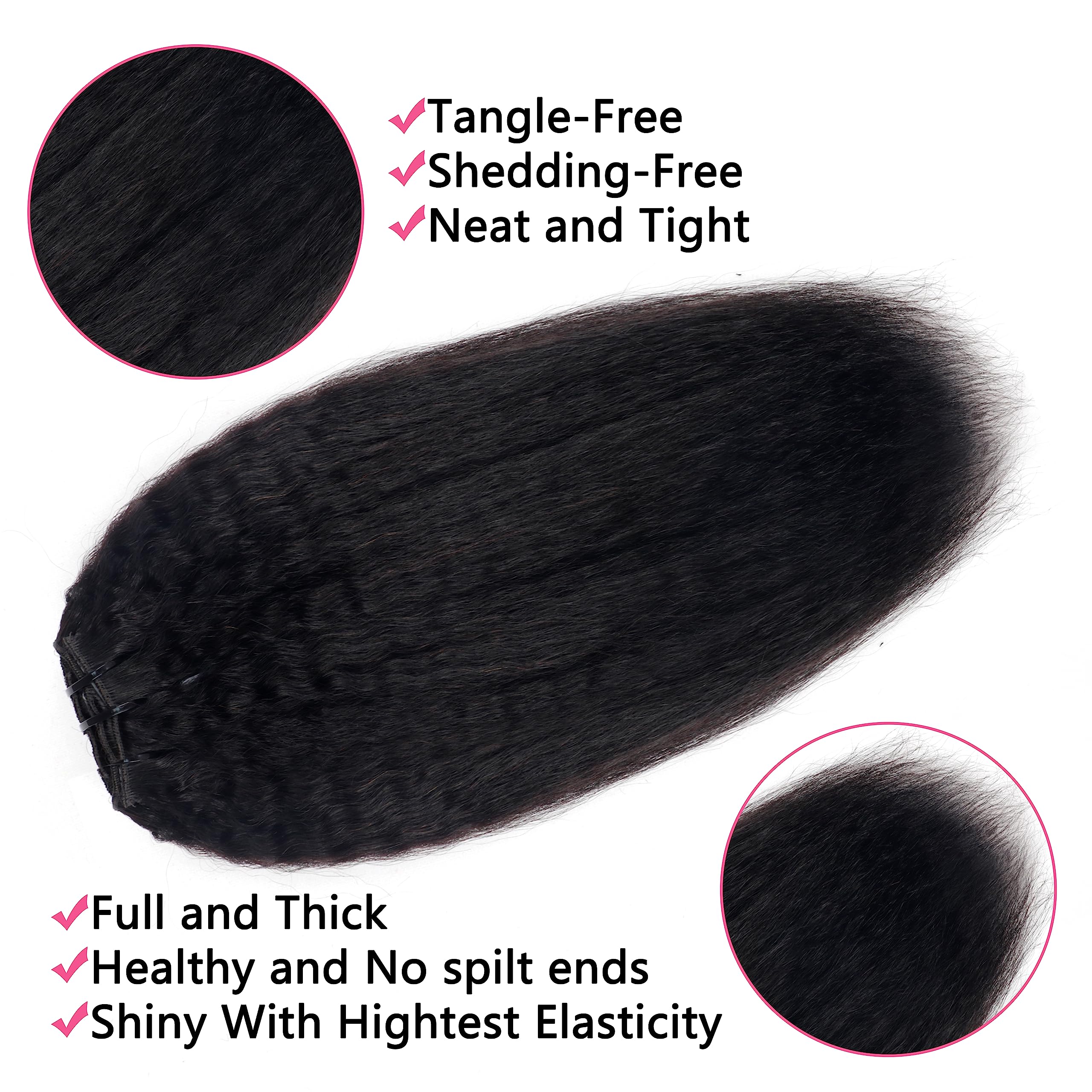 Mihugass kinky straight clip-in extensions real human hair quality and premium feel.
