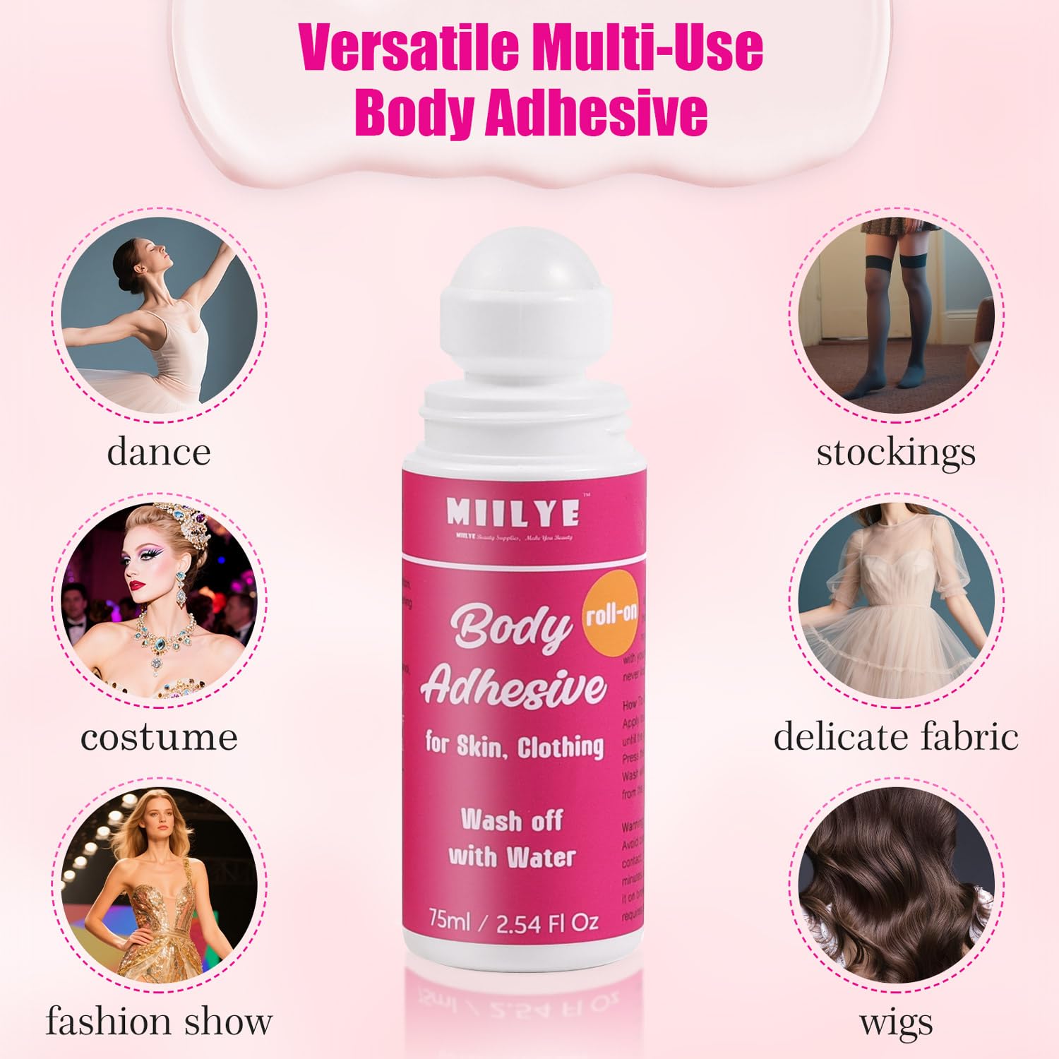 MIILYE hypoallergenic skin glue is gentle for sensitive areas.