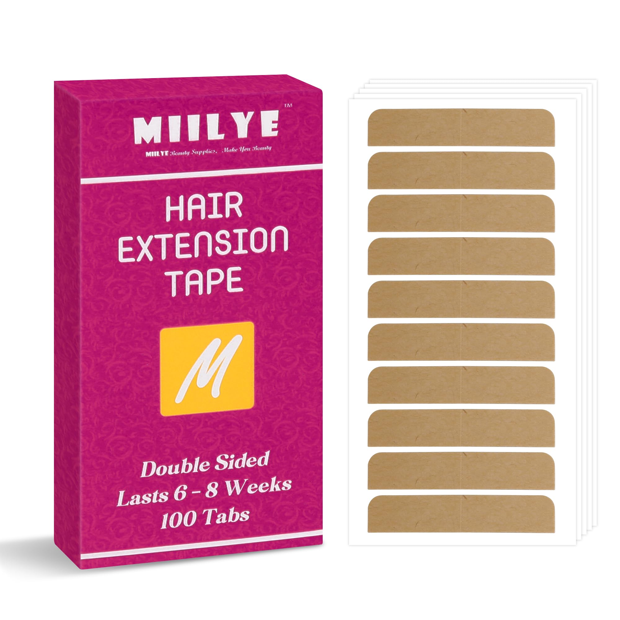 MIILYE hair extension tape tabs shown on a silicone weft for strong hold.