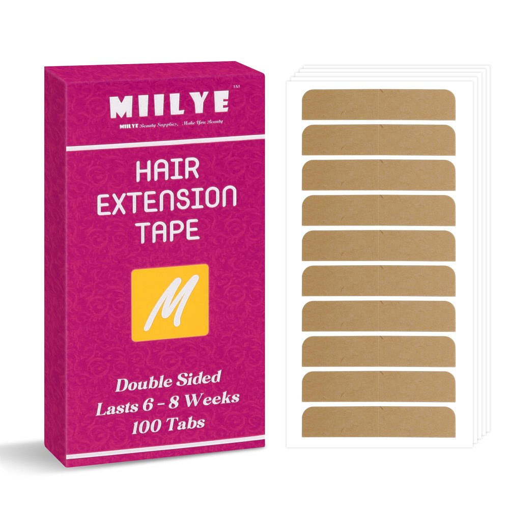 MIILYE hair extension tape tabs shown on a silicone weft for strong hold.