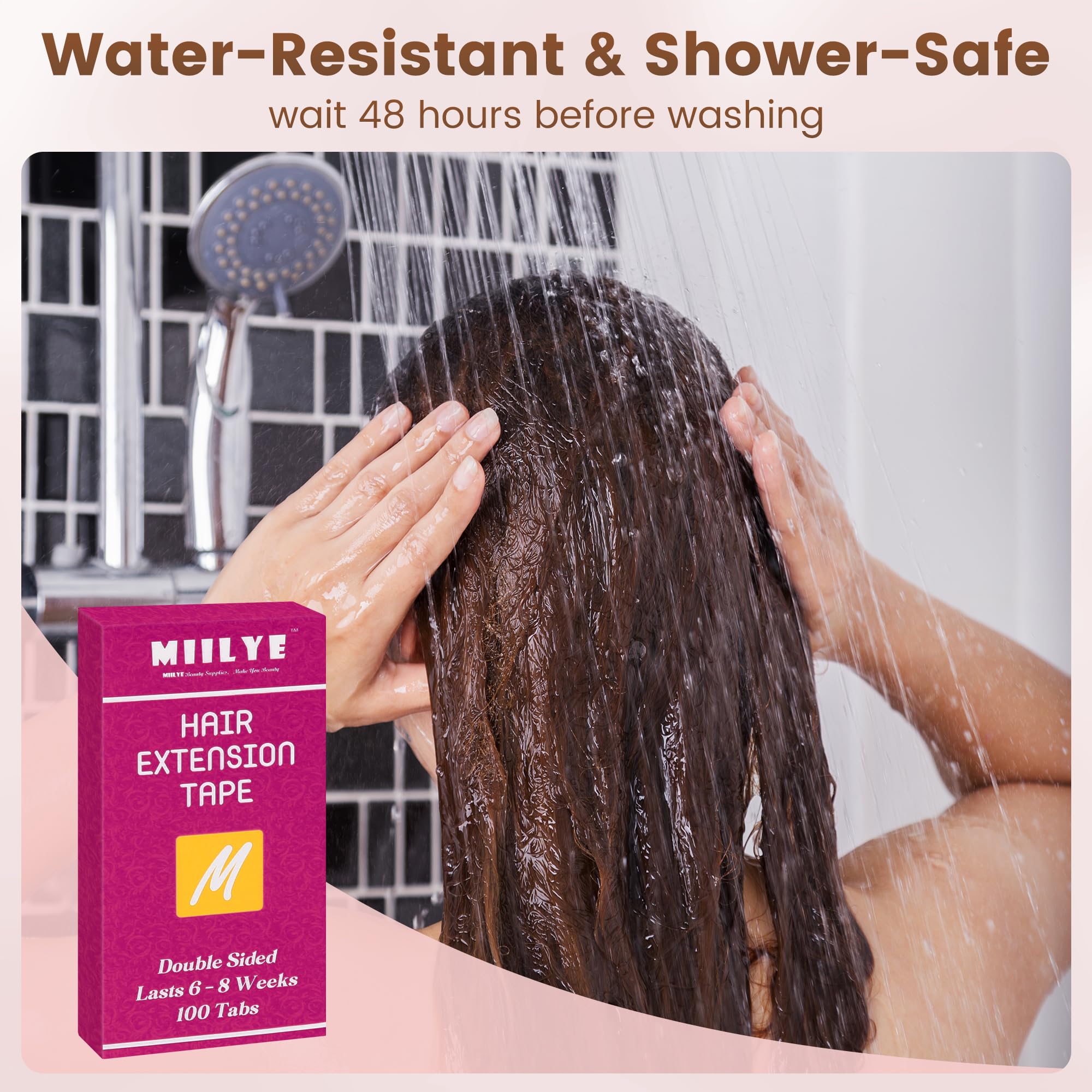 MIILYE water-resistant tape withstands moisture for shower-safe wear.