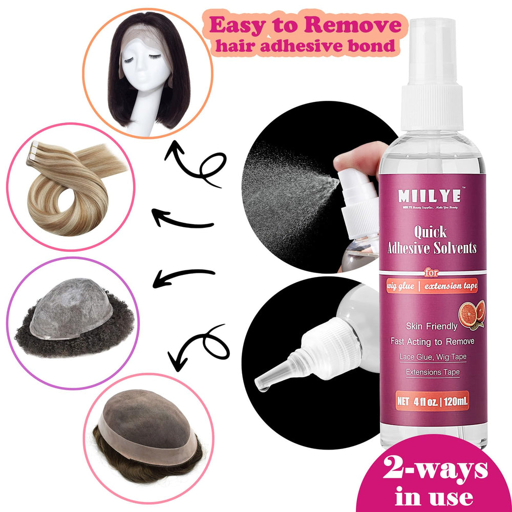 MIILYE wig glue remover applied to bonding area for gentle removal