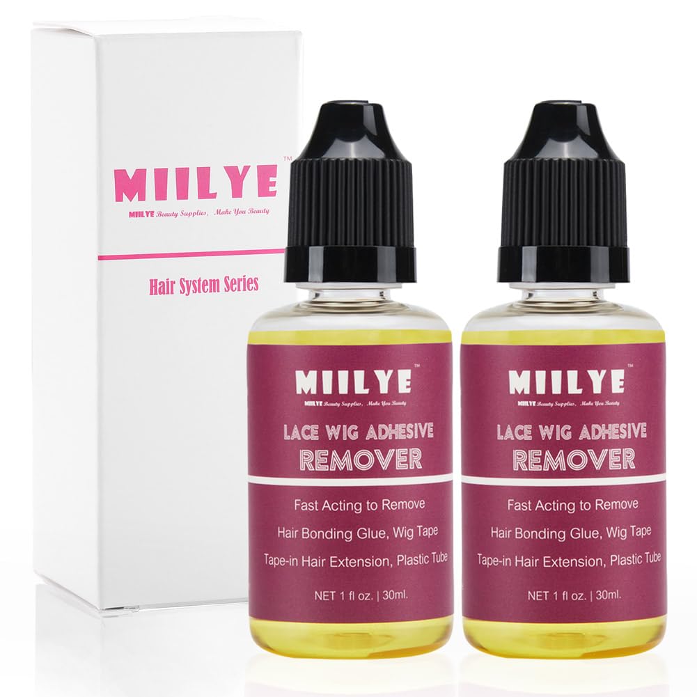 MIILYE Wig Glue Remover bottle closeup for adhesive residue removal.
