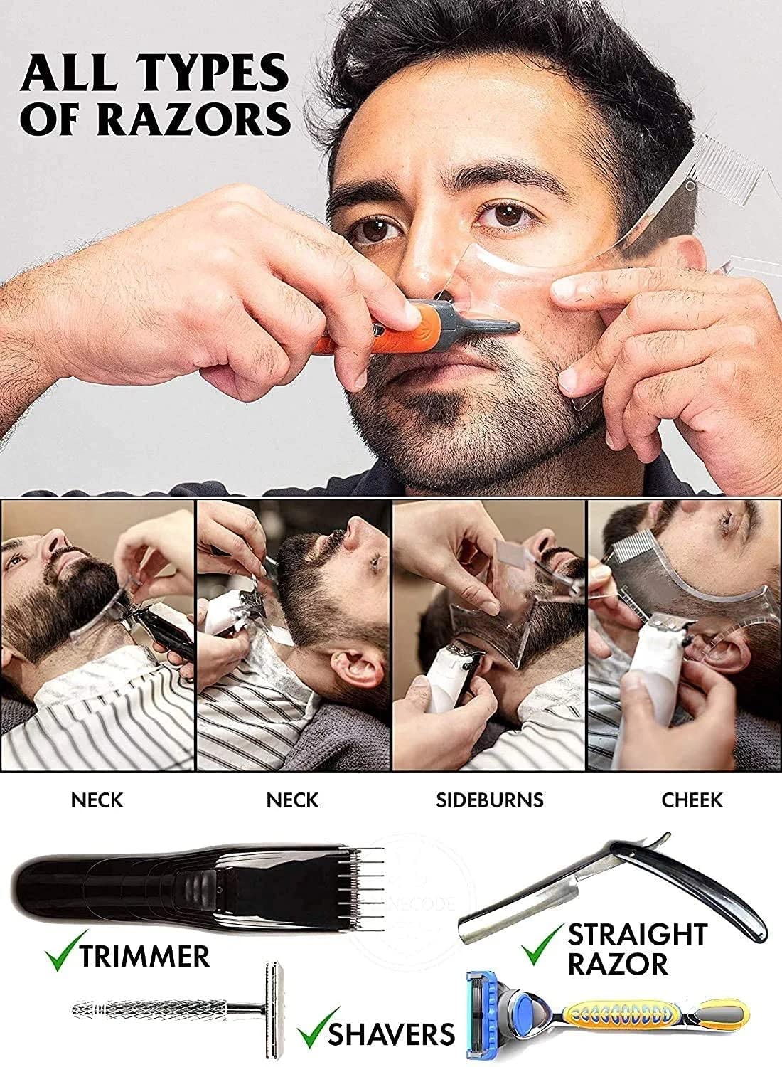 Close-up of cheek line guidance for symmetric beard shaping with MIKEBE