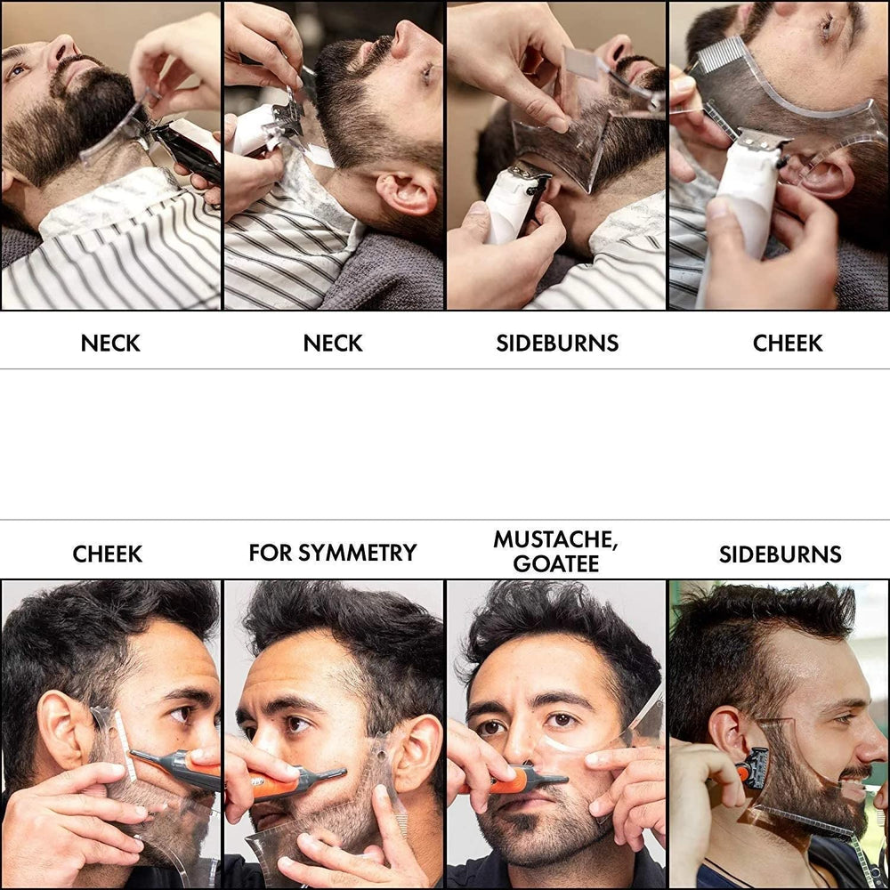 Neck line template helps neat, even borders on MIKEBE beard shaper