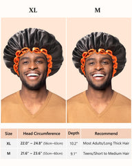 Gorro de ducha mikimini negro con borde naranja vibrante y ajuste cómodo