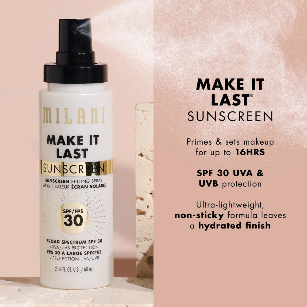 Milani aplicación spray en la cara para uso rápido y sin residuo