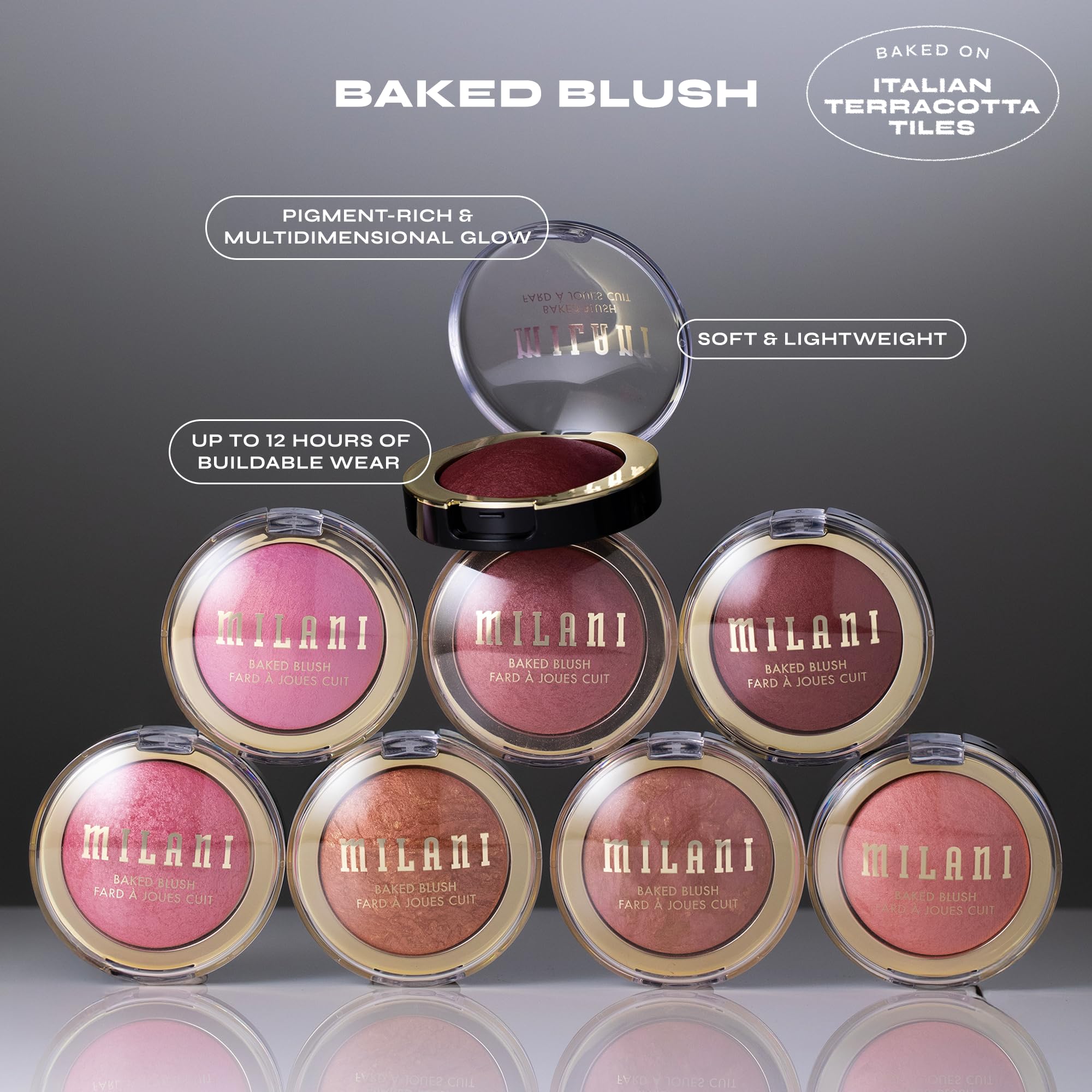 Milani Baked Blush iluminación facial: aporta brillo natural al rostro.