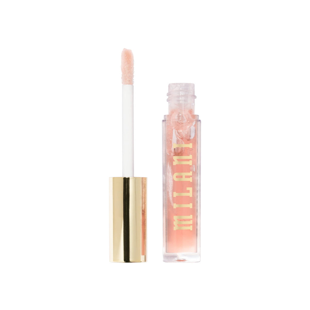 Milani balmshell con textura cremosa y brillo suave para labios.