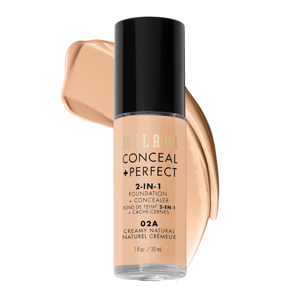 Milani Conceal + Perfect 2en1 en botella tono Creamy Natural para cobertura natural.