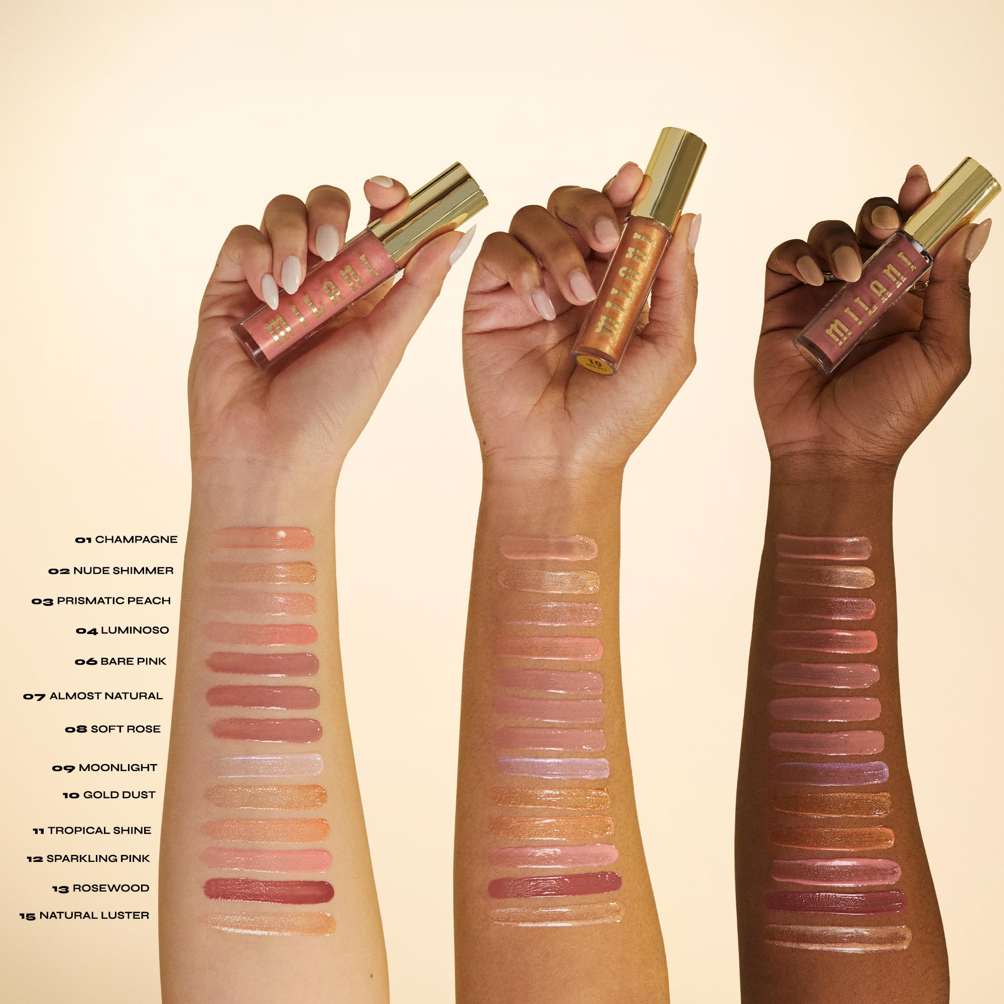 Milani brillo labial tono rosa brillante para look natural