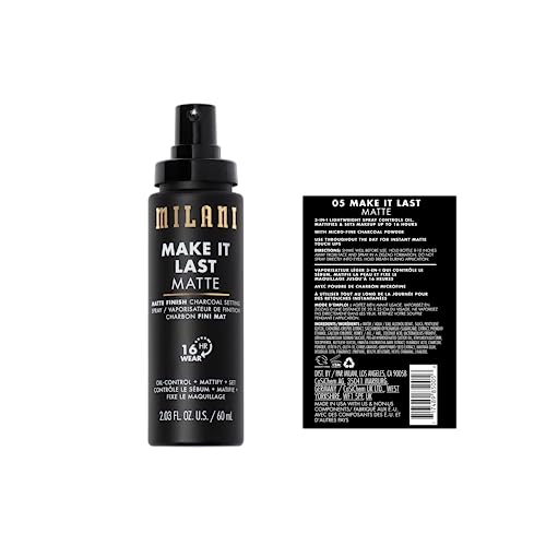 Milani charcoal matte mist application demonstrates even spray and oil control