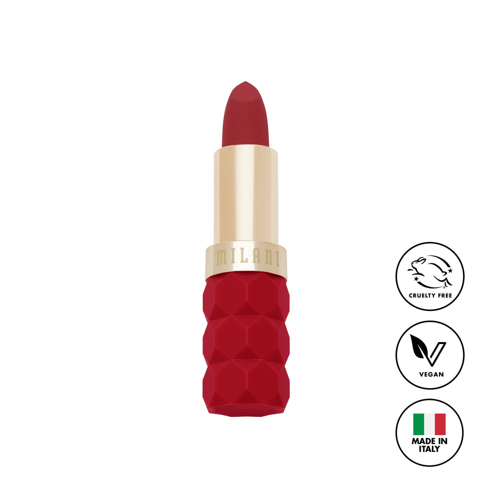 Milani Color Fetish Poppy, barra de labios mate con color duradero y cómodo.