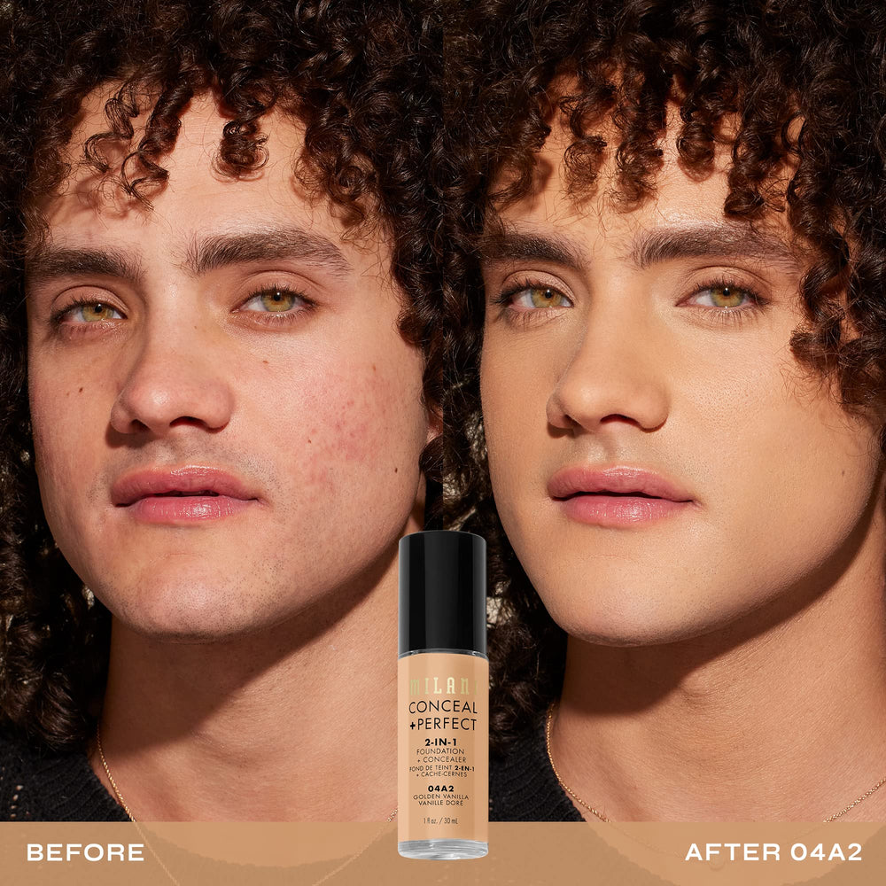 Milani Conceal + Perfect concealer application shows creamy coverage for targeted areas.