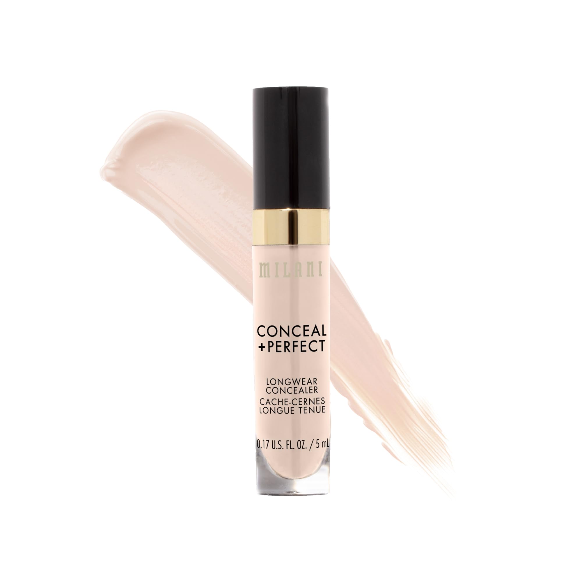 Milani Conceal + Perfect Ivory Rose: envase compacto para cobertura duradera.