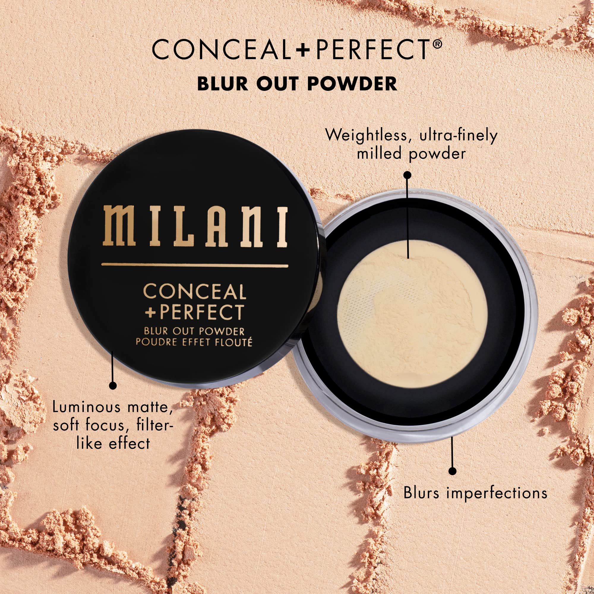 Milani Conceal + Perfect Powder, textura sedosa que se siente suave en la piel.