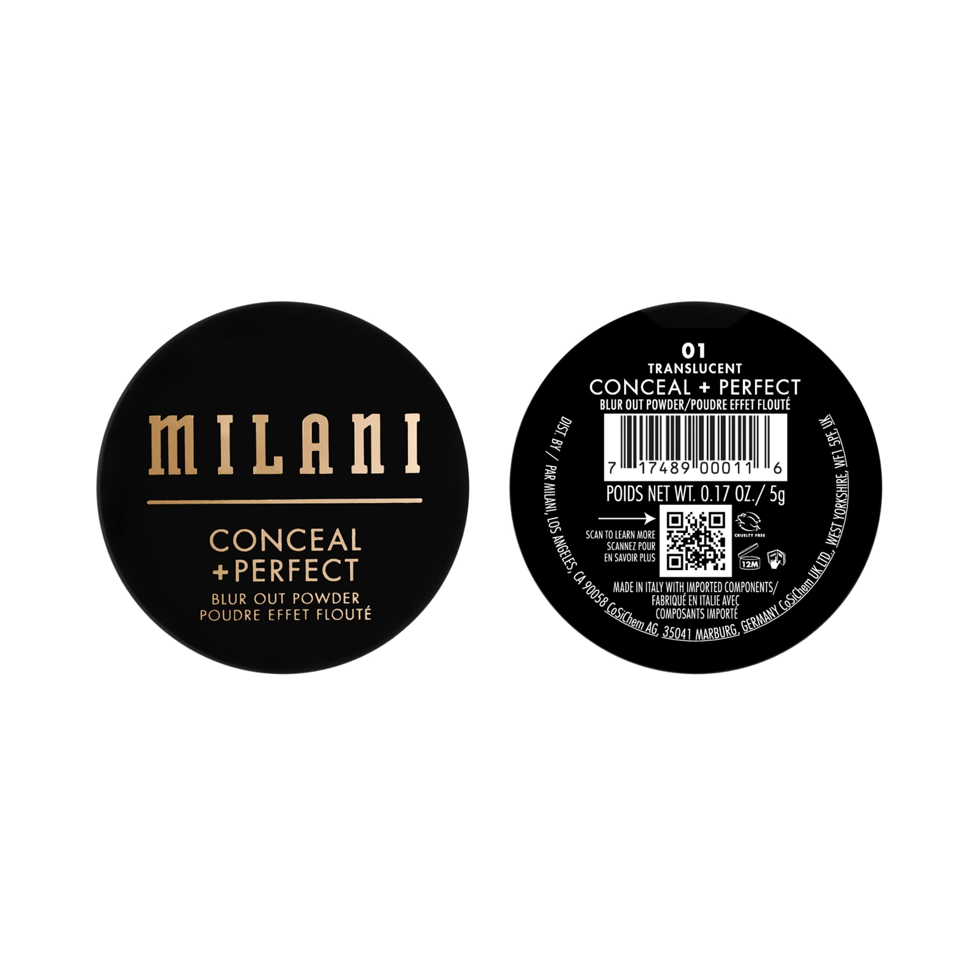 Milani Conceal + Perfect Powder, libre de crueldad certificada por PETA y adecuada para todos los tonos.