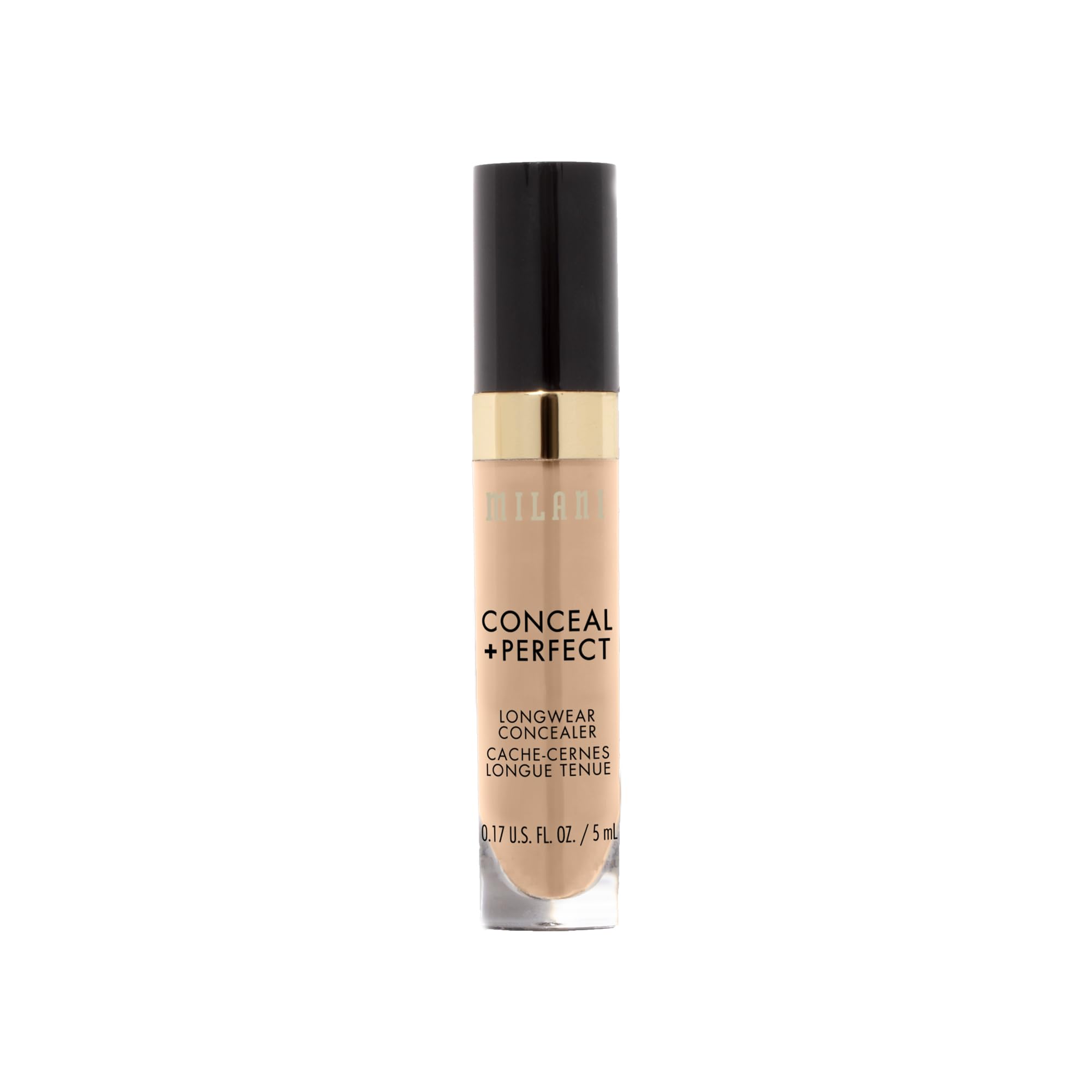 Milani Conceal + Perfect: fórmula resistente al agua para retoques prolongados.