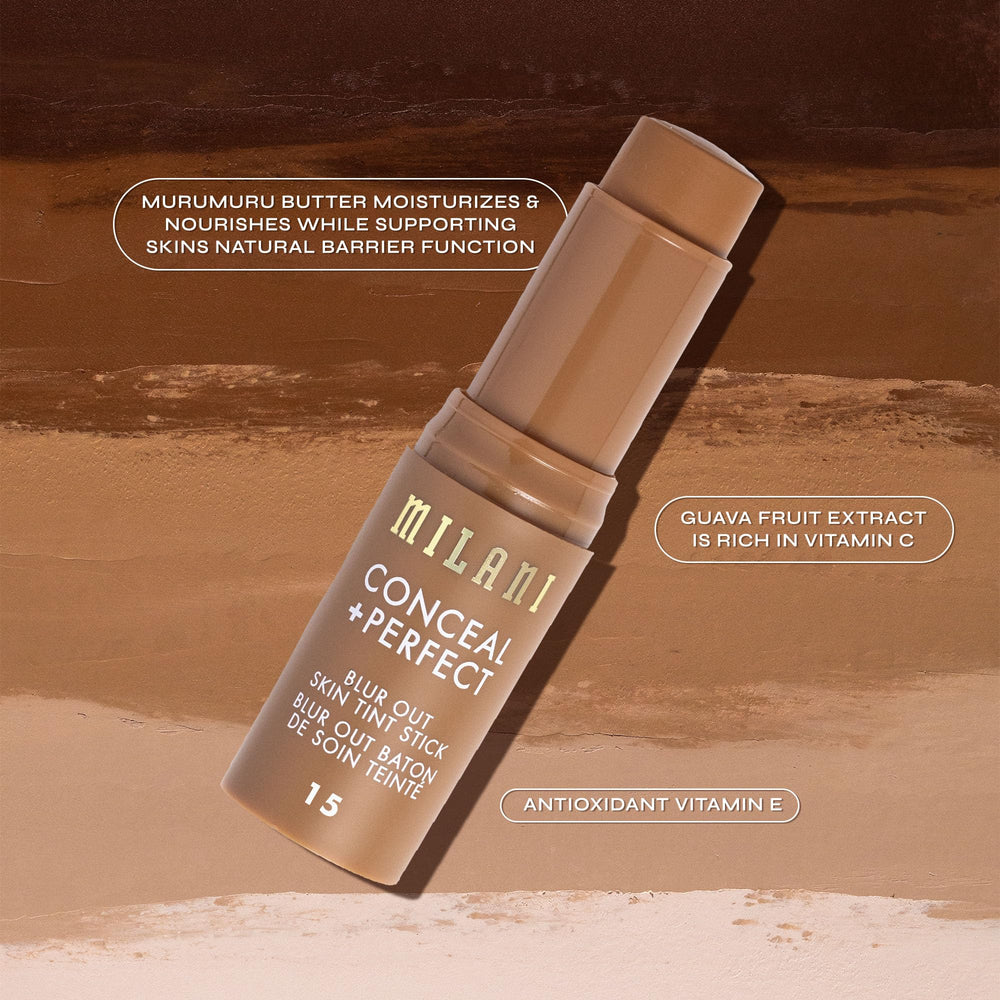 Milani Conceal + Perfect Stick, vitamina E para protección antioxidante diaria.