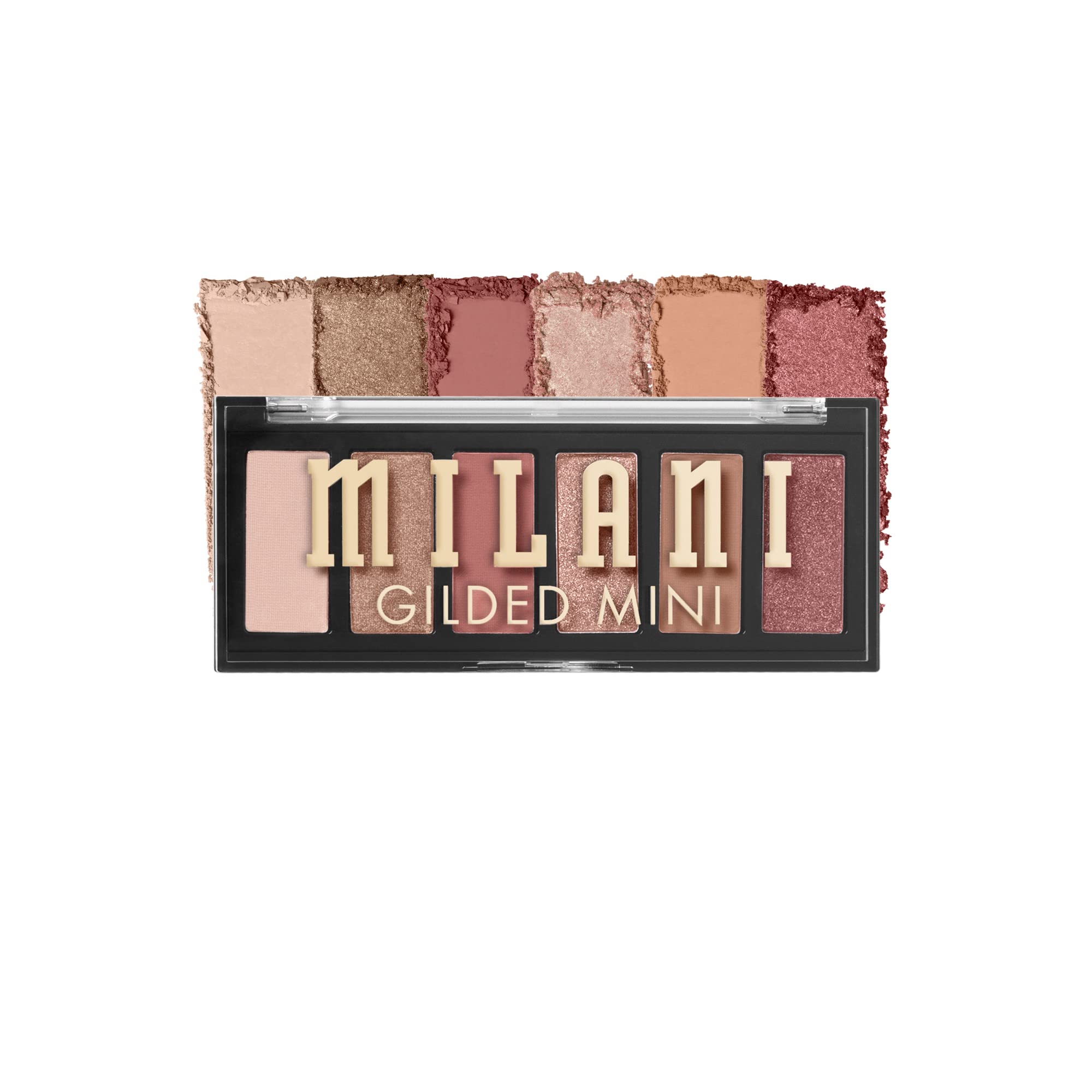 Milani Gilded Mini Paleta Ojos Todo Rosa Portada: diseño compacto para retoques en cualquier lugar.