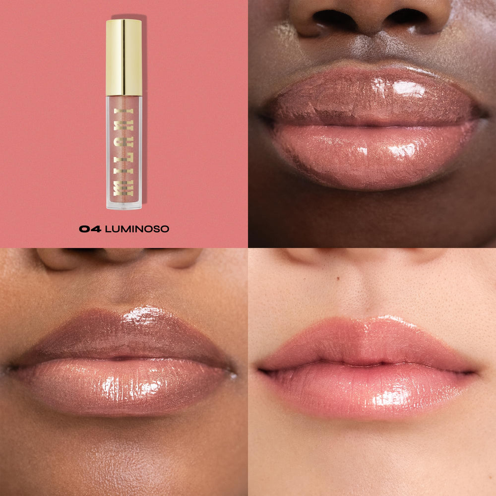 Milani Lip Gloss en 16 tonos para elegir colores neutros y rosados.