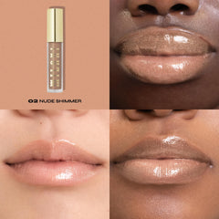 Milani Lip Gloss Keep It Full cerca de la botella para ver el tono Nude Shimmer.