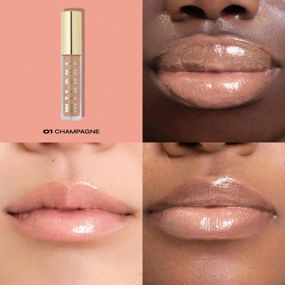 Textura cremosa de Milani Lip Gloss aporta brillo sedoso.
