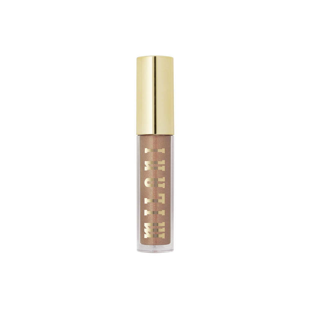 Milani Lip Gloss Keep It Full guía de aplicación en patrón cruzado.