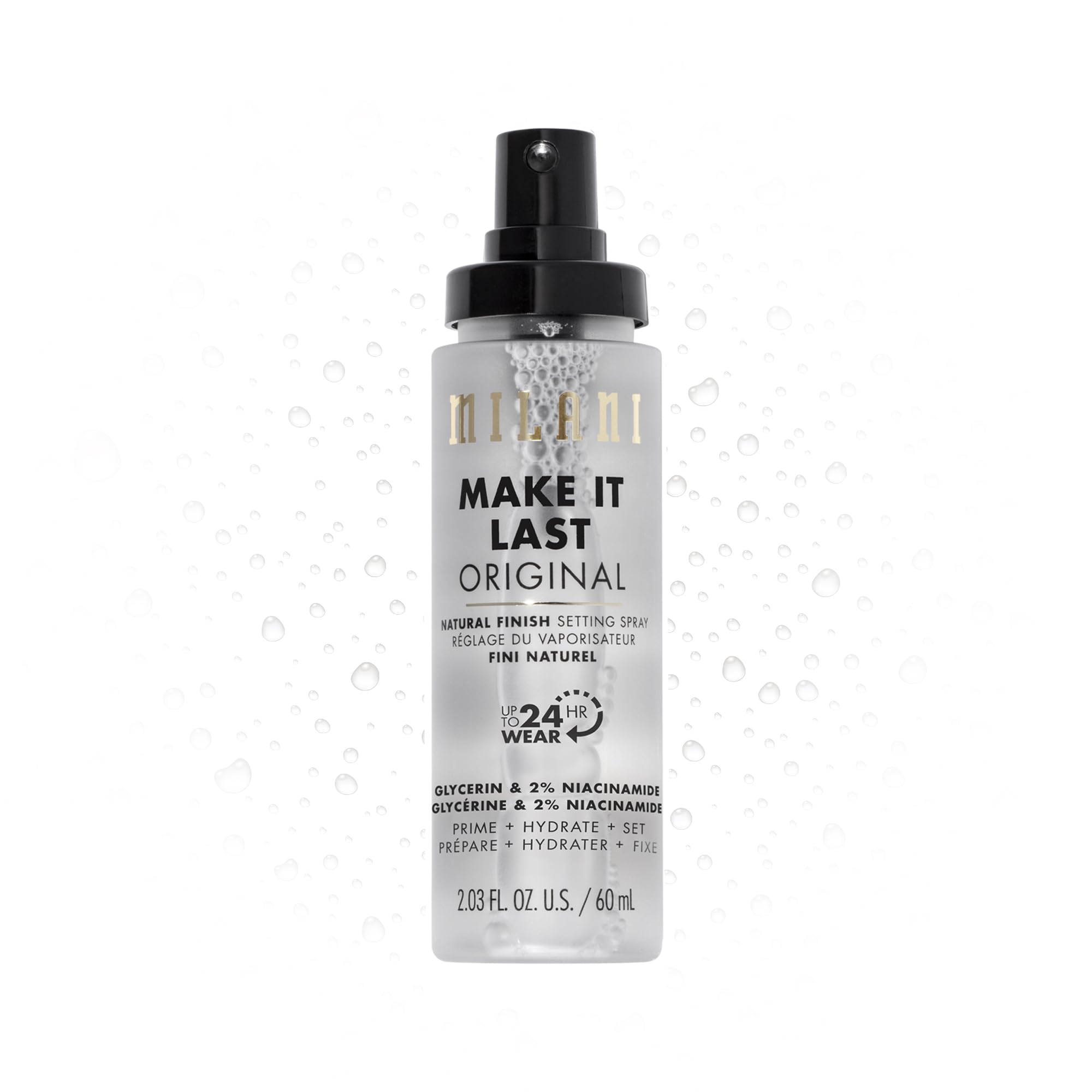 Milani Make It Last atomizador fijador, acabado natural y duradero para todo el día.