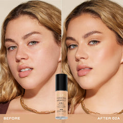 Milani Conceal + Perfect, muestra del tono 02A Creamy Natural para comparar piel.
