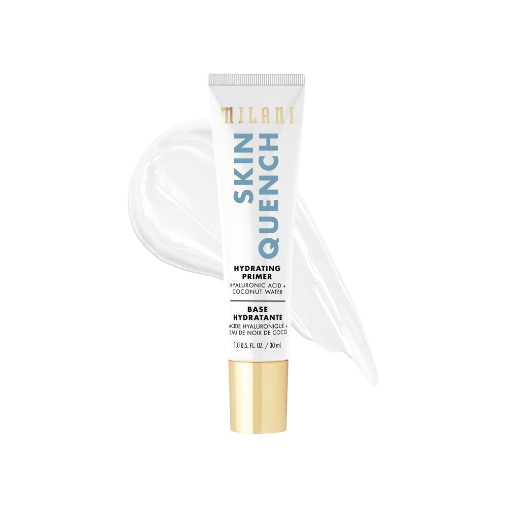 Milani primer hidratante con ácido hialurónico y agua de coco para piel suave y luminosa.