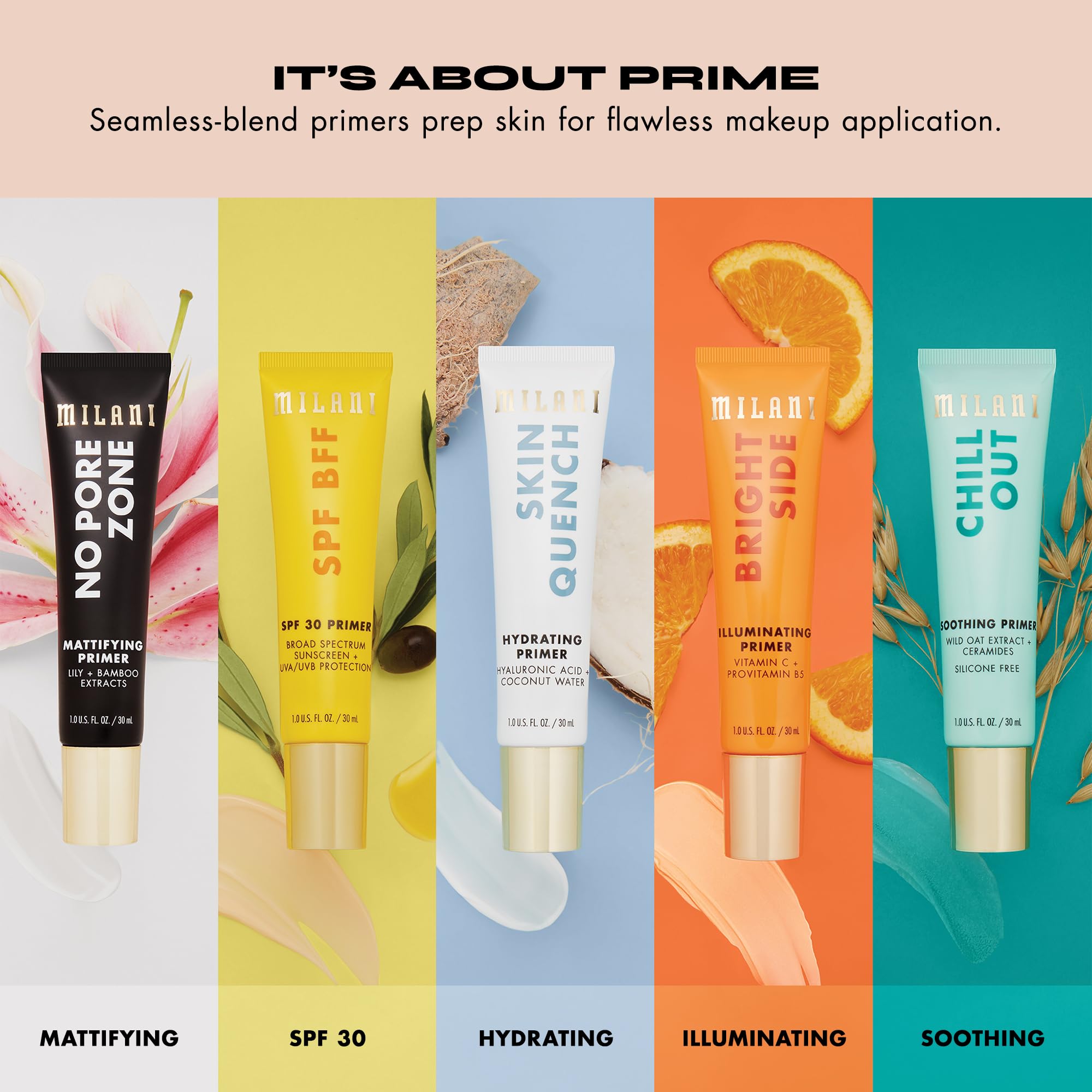 Milani primer hidratante para piel normal a seca, sensación fresca.