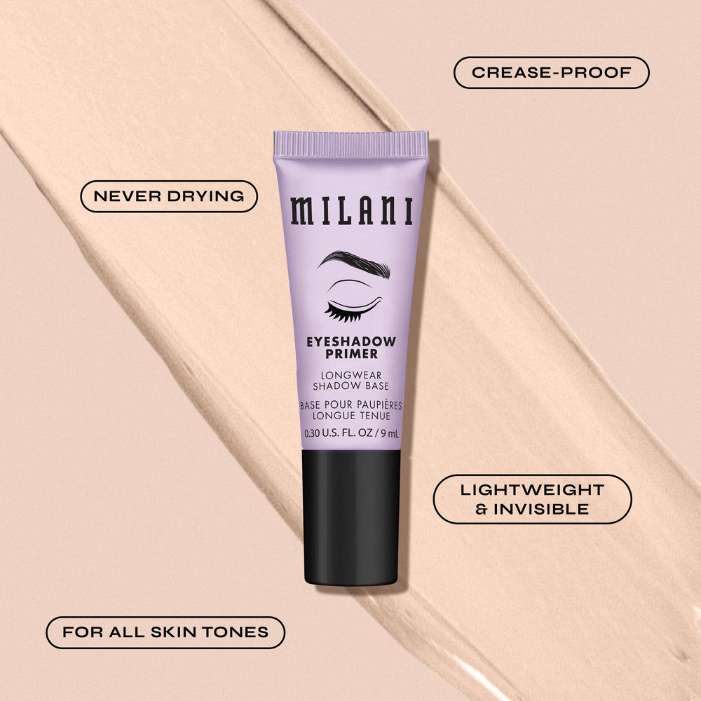 Milani Primer de Sombra, acabado mate y sin pliegues para ojos duraderos.
