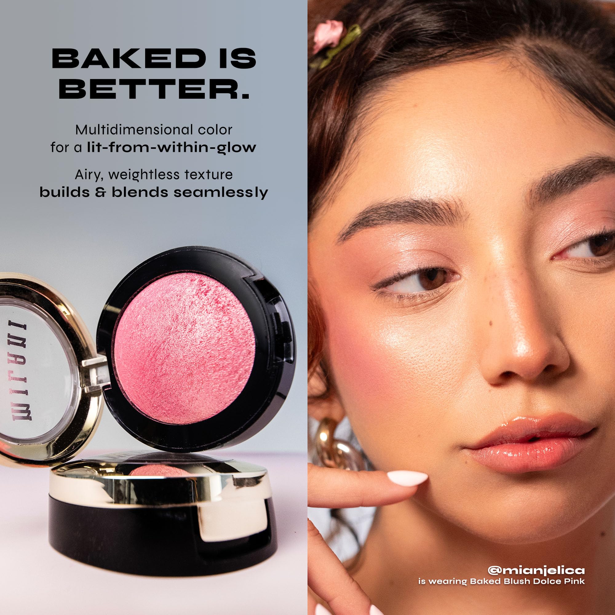 Milani Rose Blush acabado mate natural que se ve elegante.