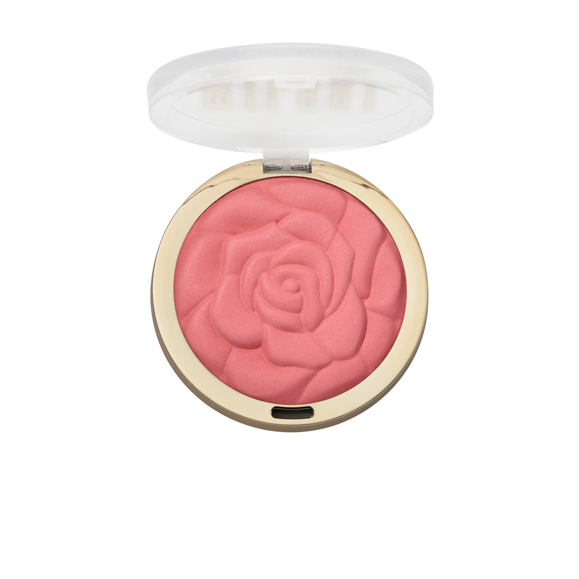 Milani Rose Blush aplicación suave en la mejilla para color natural.