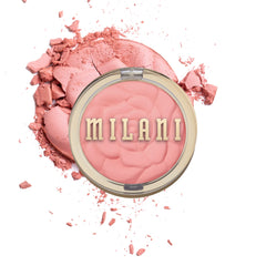 Milani Rose Blush aplica suavemente para un rubor natural en las mejillas.