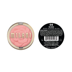 Milani Rose Blush tono rosa té para un acabado fresco.