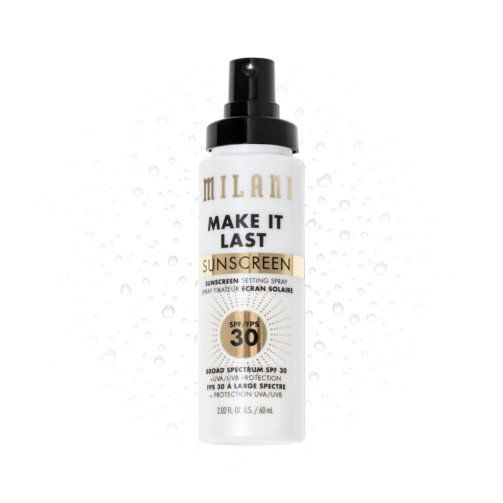 Milani spray fijador con FPS30 protegiendo la piel durante el dia