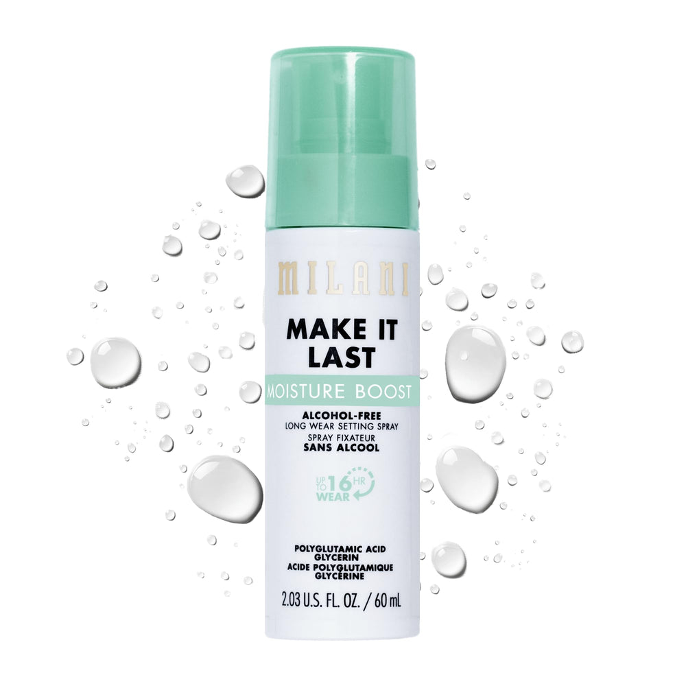 Milani spray fijación hidratante en botella, acabado suave y duradero para maquillaje
