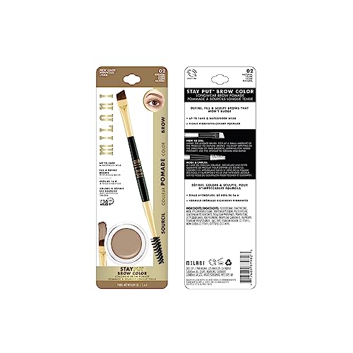 Milani Stay Put Brow Color Natural Taupe swatches display natural shade
