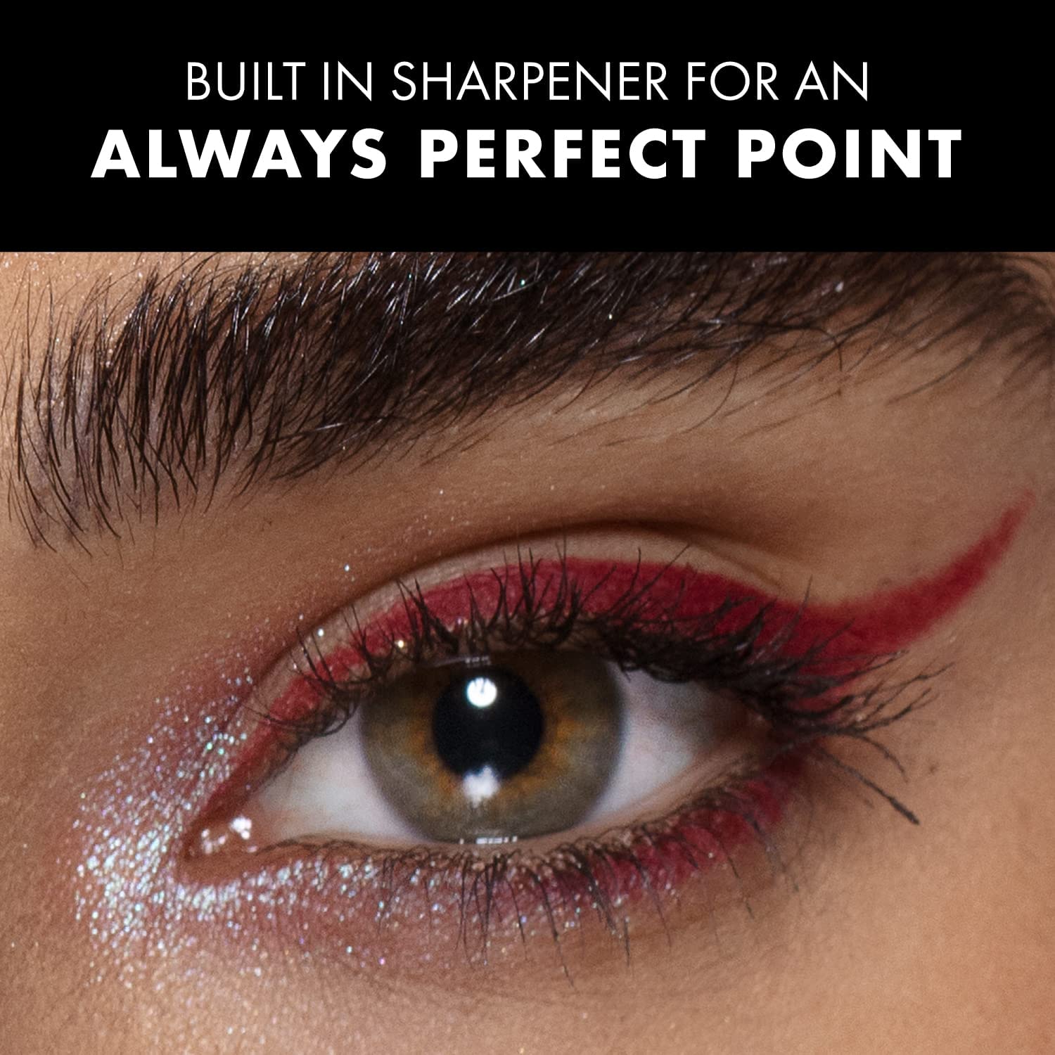 Smoky eye look created with Milani Stay Put Eyeliner After Dark smudger tool.
