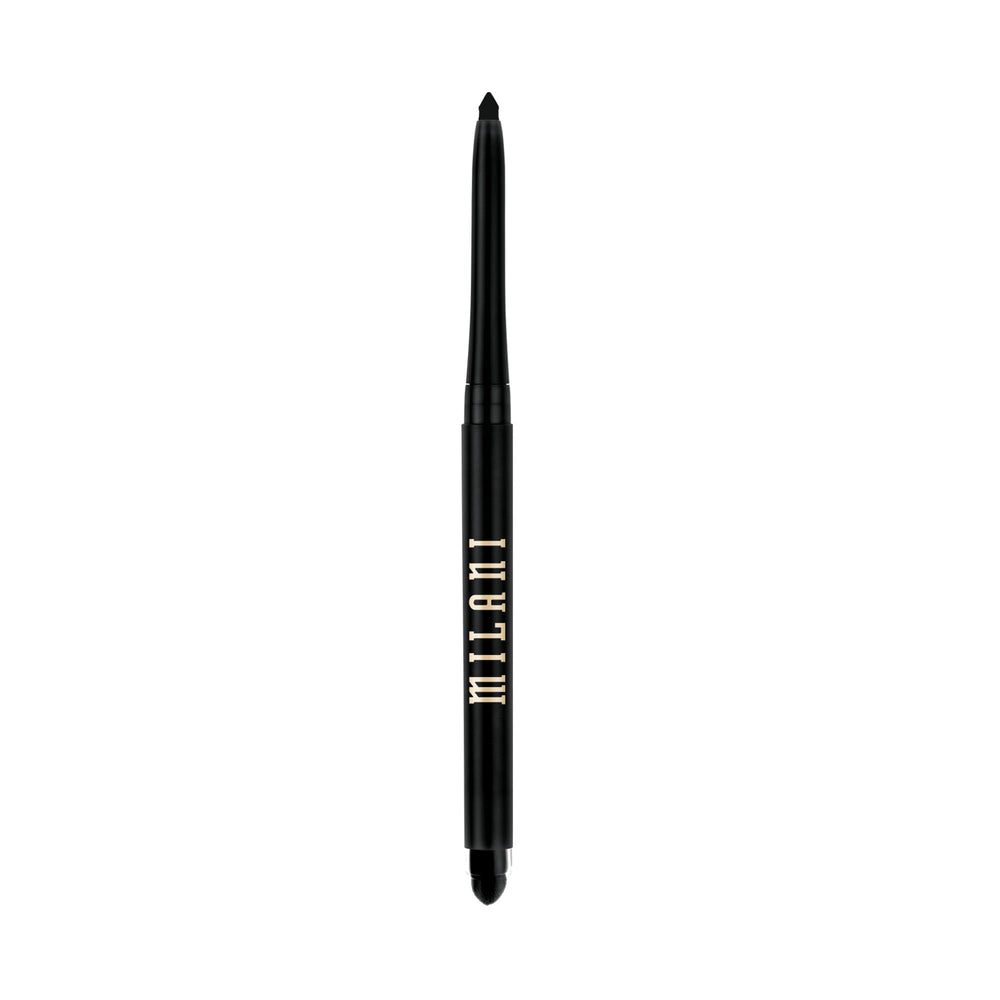 Tightline precision with Milani Stay Put Eyeliner After Dark pencil tip.