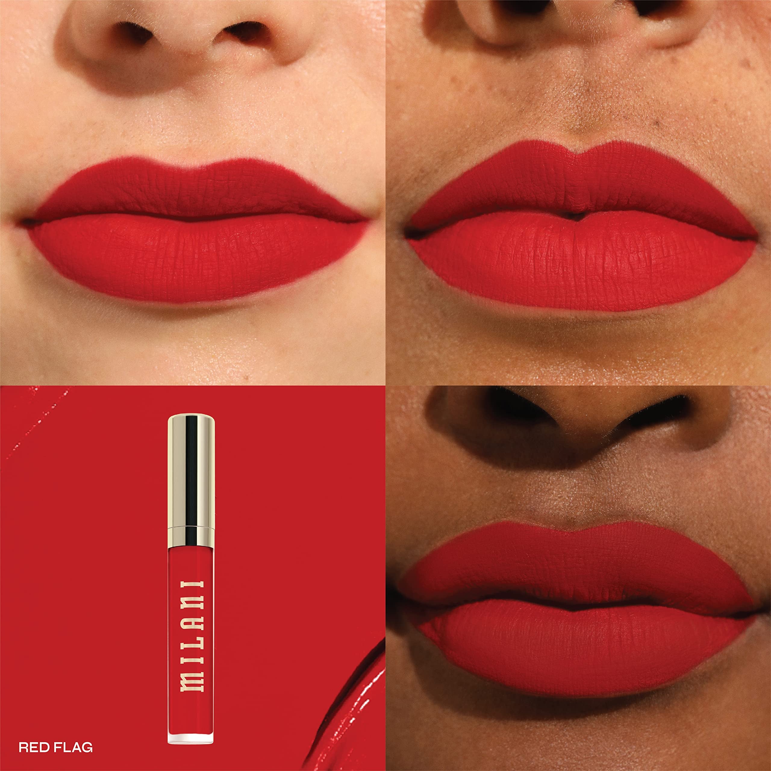 Milani Stay Put Labial Líquido cobertura mate duradera de hasta 12 horas.